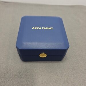 Azza Fahmy Navy Blue Faux Leather Jewelry Box Gold Logo Earring Case Luxury. J